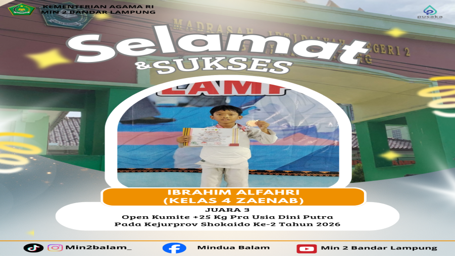 Siswa Kelas 4 Zaenab, Ibrahim Alfahri, Harumkan Nama Madrasah di Ajang Kejurprov Shokaido 2026