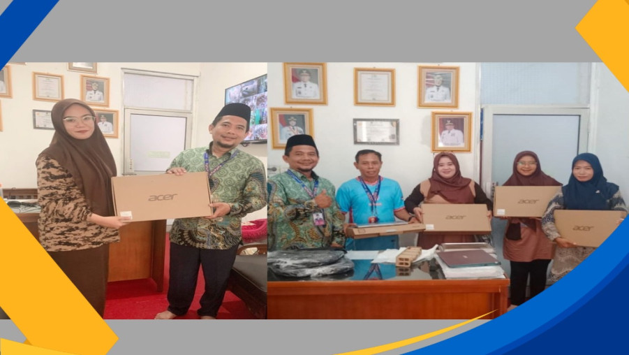 Perkuat digitalisasi Madrasah, Kepala Madrasah Menyerahkan 4 Laptop kepada Operator dan Team Media Kreatif