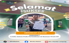 Abdurrafi Azzam Raih Juara Harapan 1 Lomba Adzan pada AK Event XV Al-Kautsar